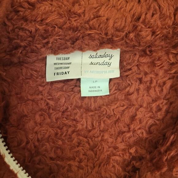 NWOT Anthropologie Saturday Sunday Annette Sherpa Pullover Jacket Size Large - Picture 7 of 12